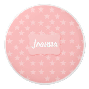 Bouton De Porte En Céramique Étoiles sur Monogramme rose ou nom personnalisé