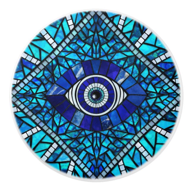 Bouton De Porte En Céramique Evil Oeil Amulet Mosaic Art (Devant)