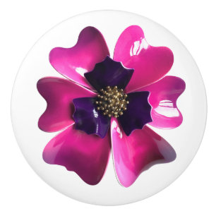 Bouton De Porte En Céramique Exotique Tropique Hawaii Orchidée violet Fleur ros