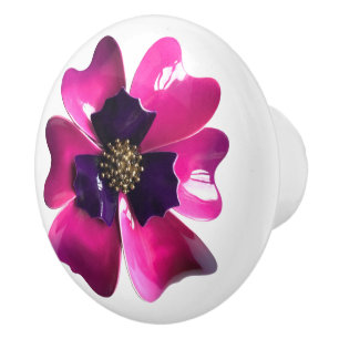 Bouton De Porte En Céramique Exotique Tropique Hawaii Orchidée violet Fleur ros