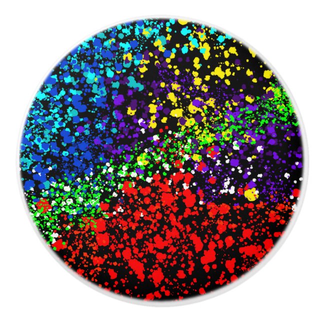 Bouton De Porte En Céramique Explosion de couleur points de peinture colorés mo (Devant)