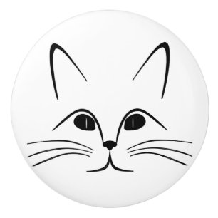 BOUTON DE PORTE EN CÉRAMIQUE FACE CAT