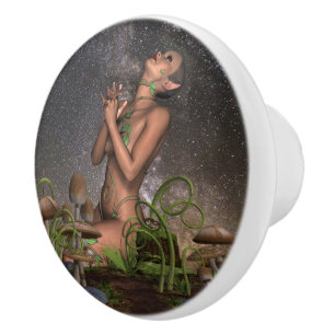 Bouton De Porte En Céramique Fairy Elf Praying to Starry Night Knob