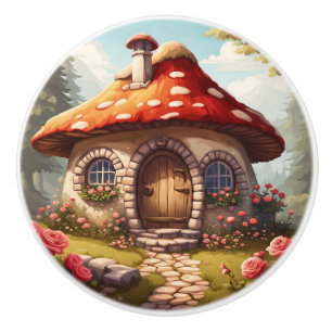 Bouton De Porte En Céramique Fairy Toadstool House