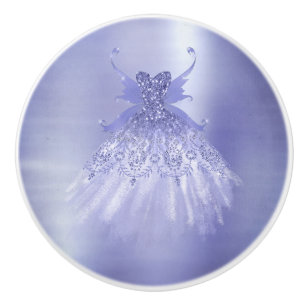 Bouton De Porte En Céramique Fairy Wing Lavender Gown   Fleur d'iridescente vio