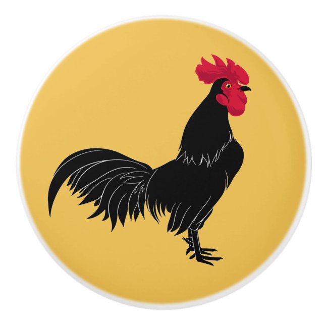 Bouton De Porte En Céramique Fancy Black Rooster Ceramic Knob (Devant)