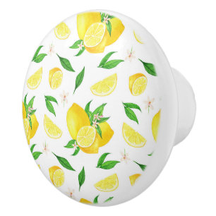 Bouton De Porte En Céramique Farmhouse Style Lemons/Slices Ceramic Knox