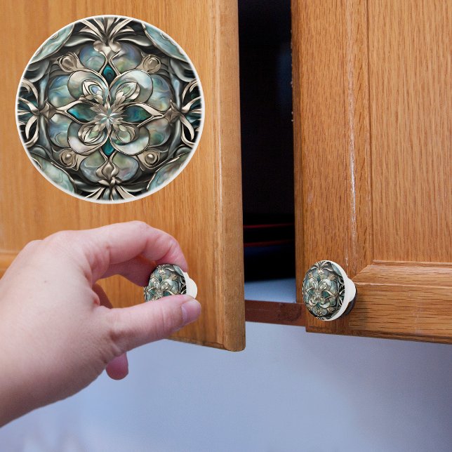 Bouton De Porte En Céramique Faux Abalone et Silver (Créateur téléchargé)
