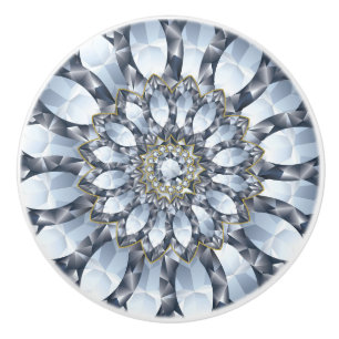 Bouton De Porte En Céramique Faux Diamants et noir Motif géométrique 2