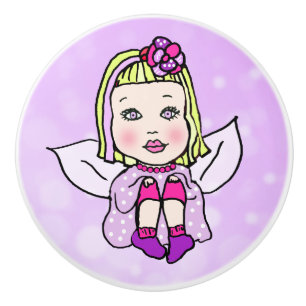 Bouton De Porte En Céramique Fée d'art populaire Whimsical avec poussière d'éto