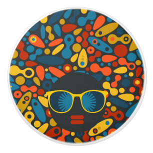 Bouton De Porte En Céramique Femme à tête noire #1