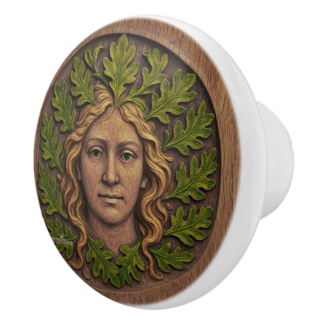 Bouton De Porte En Céramique Femme verte - Bois (Droite)
