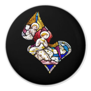 BOUTON DE PORTE EN CÉRAMIQUE FENÊTRE EN VERRE STAINÉ