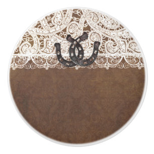Bouton De Porte En Céramique Fer à cheval rustique et élégance western country 