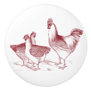Bouton De Porte En Céramique Ferme rustique poulet animaux cuisine