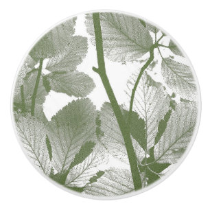 BOUTON DE PORTE EN CÉRAMIQUE FEUILLES ARBRES