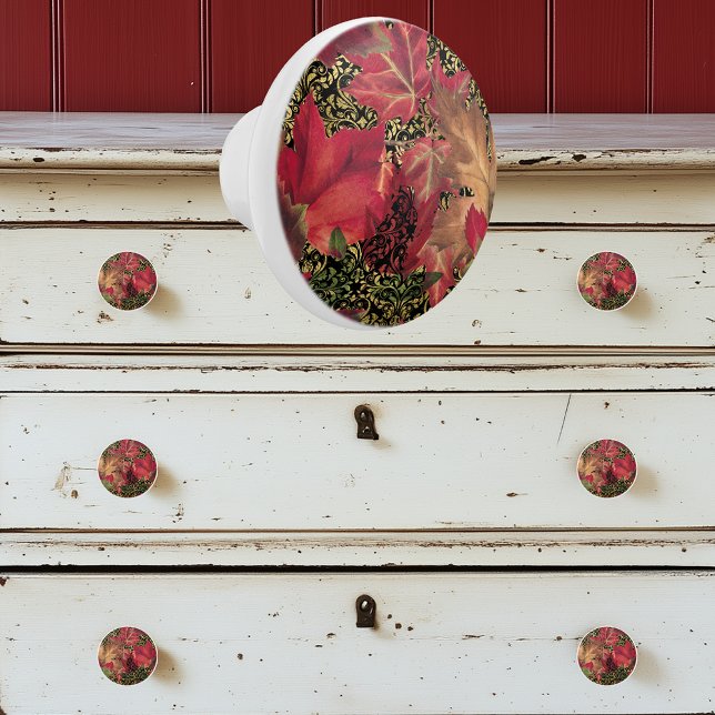 Bouton De Porte En Céramique Feuilles d'automne vintages (Créateur téléchargé)