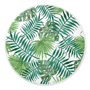 Bouton De Porte En Céramique Feuilles de la jungle tropicale