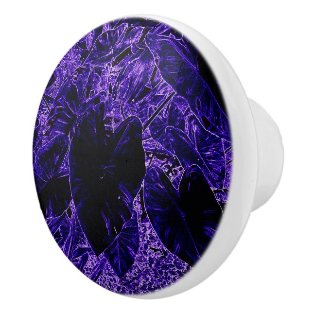Bouton De Porte En Céramique Feuilles de l'oreille éléphante dans le pourpre pr (Droite)