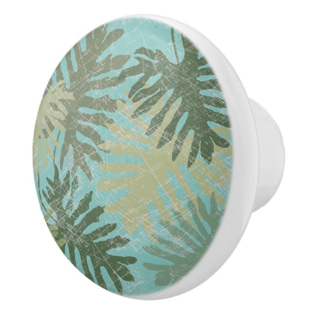 Bouton De Porte En Céramique Feuilles tropicaux défraîchis (Droite)