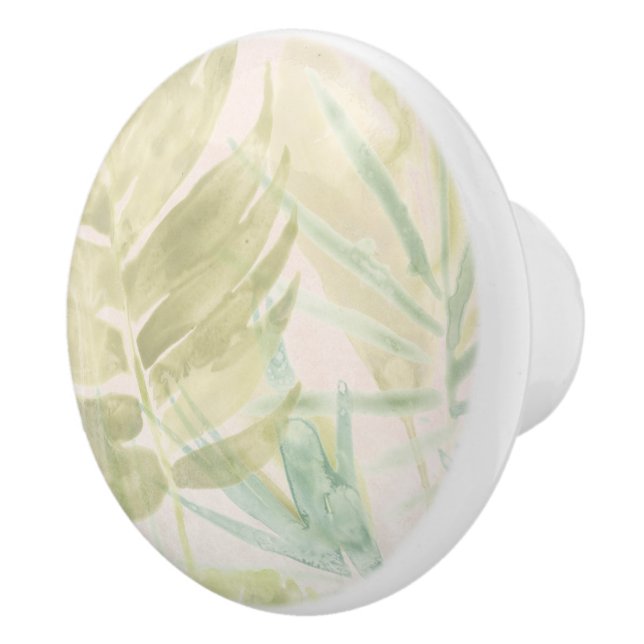 Bouton De Porte En Céramique Feuilles tropicaux muets (Droite)