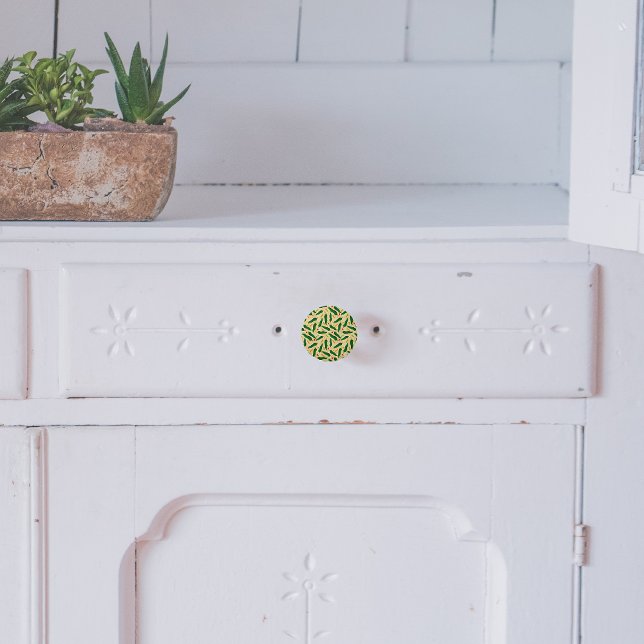 Bouton De Porte En Céramique Fiesta Fun Green Chili Motif (Créateur téléchargé)