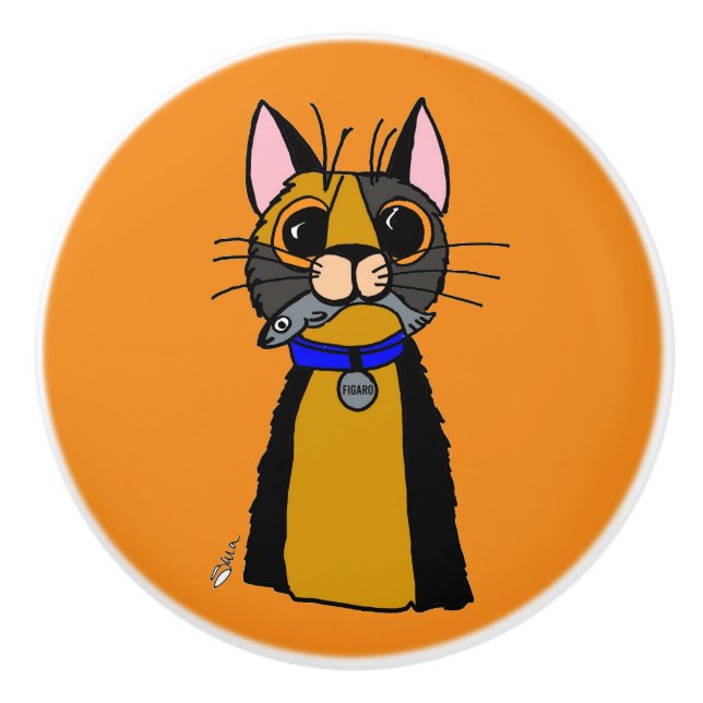 Bouton De Porte En Céramique Figaro Cat Ceramic Knob (Devant)