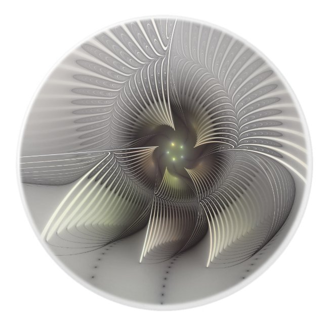 Bouton De Porte En Céramique Figure frappante, Art Fractal Abstrait moderne (Devant)