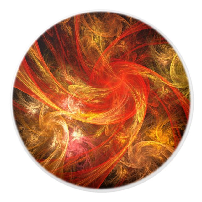Bouton De Porte En Céramique Firestorm Nova Art Abstrait (Devant)