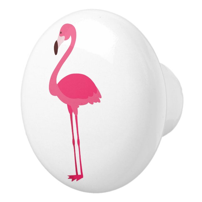 Bouton De Porte En Céramique Flamant rose rose tropical (Droite)