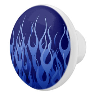 Bouton De Porte En Céramique Flammes cool Blue Racing
