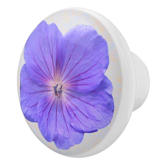 Bouton De Porte En Céramique Fleur bleue botanique de géranium sur toute (Droite)