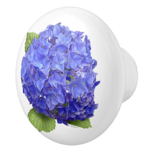 Bouton De Porte En Céramique Fleur bleue d'hortensia