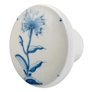 Bouton De Porte En Céramique Fleur bleue néerlandaise de tuile