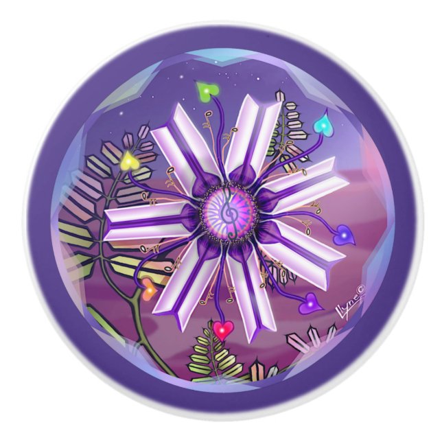 Bouton De Porte En Céramique Fleur dans le désert (Devant)