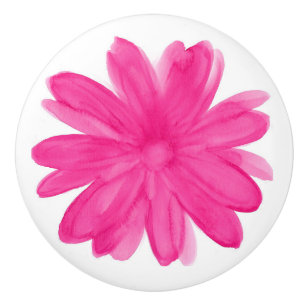 Bouton De Porte En Céramique 'Fleur d'aquarelle rose chaud 2'