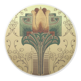 Bouton De Porte En Céramique Fleur d'artisanat victorien