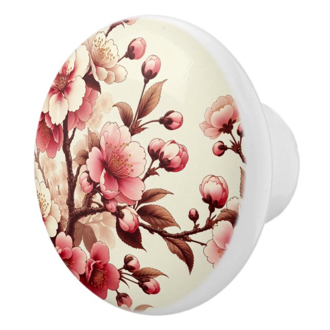 Bouton De Porte En Céramique Fleur de cerise (Droite)