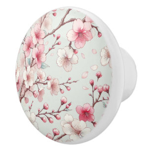 Bouton De Porte En Céramique Fleur de cerise