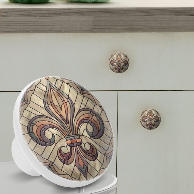 Bouton De Porte En Céramique Fleur-de-lis - Art de la mosaïque de verre (Créateur téléchargé)
