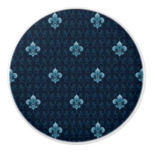 Bouton De Porte En Céramique Fleur De Lis Pattern