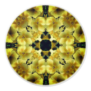 Bouton De Porte En Céramique Fleur de Primrose jaune Art Abstrait