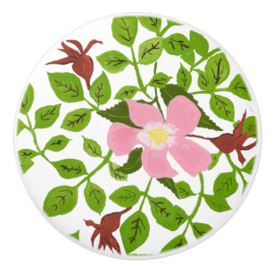 Bouton De Porte En Céramique Fleur de printemps peinte à la main en bois de chi
