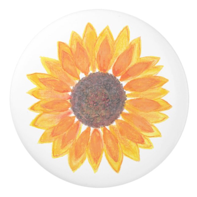 Bouton De Porte En Céramique Fleur de soleil à eau moderne (Devant)