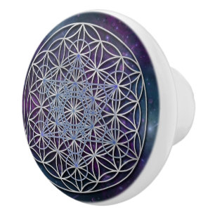 Bouton De Porte En Céramique Fleur de vie / Blume des Lebens - Cube Metatron