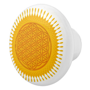 Bouton De Porte En Céramique Fleur de vie / Blume des Lebens - Jaune SUNNY