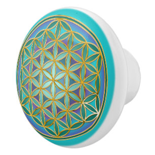 Bouton De Porte En Céramique FLEUR DE VIE - Conception de Géométrie Sacrée 1