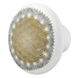 Bouton De Porte En Céramique FLEUR DE VIE - Géométrie sacrée Lumière 1