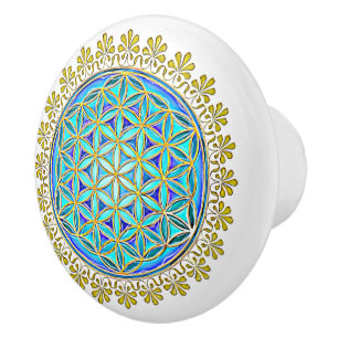 Bouton De Porte En Céramique Fleur De Vie - Ornements Vintages En Fleurs 1