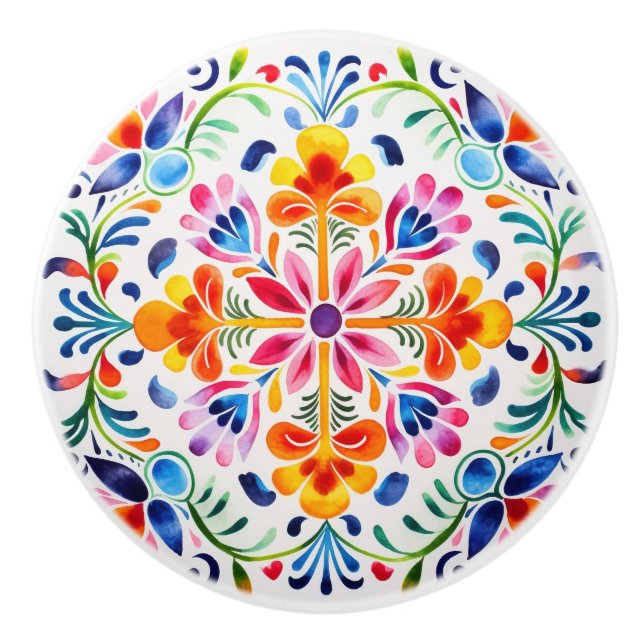 Bouton De Porte En Céramique Fleur mexicaine Design Ceramic Knob (Devant)
